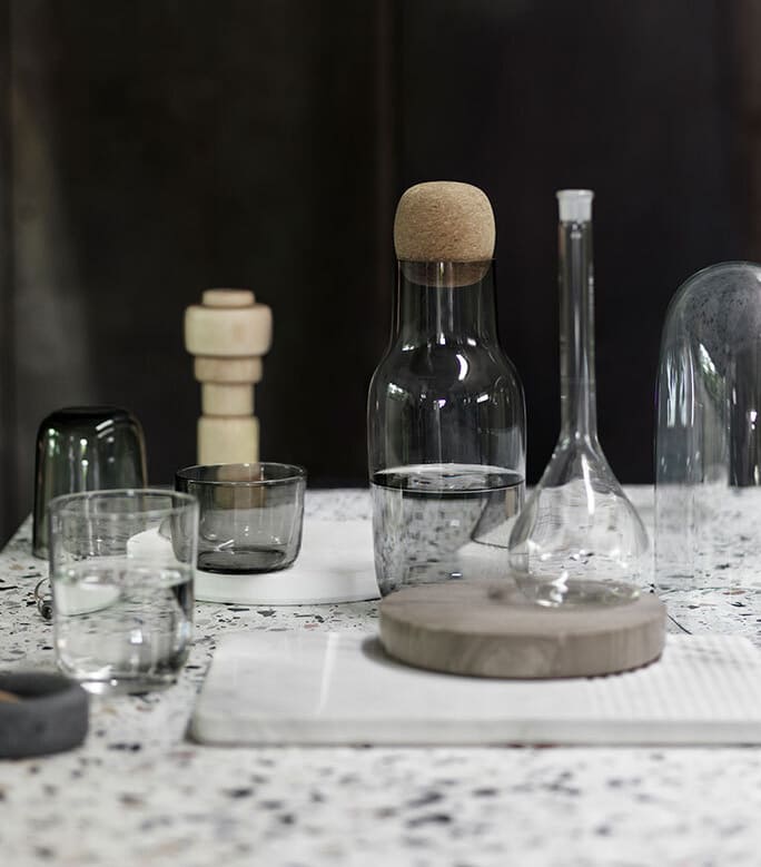 Grey glass ice cream bowls